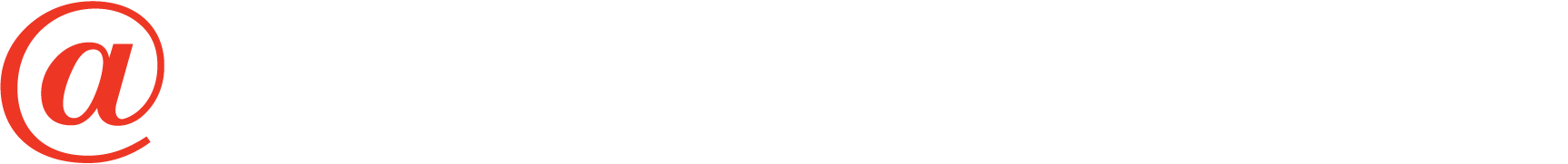 Red “@” symbol on a white background