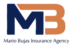 Mario Bujas Insurance Agency logo with blue and orange MB initials and text