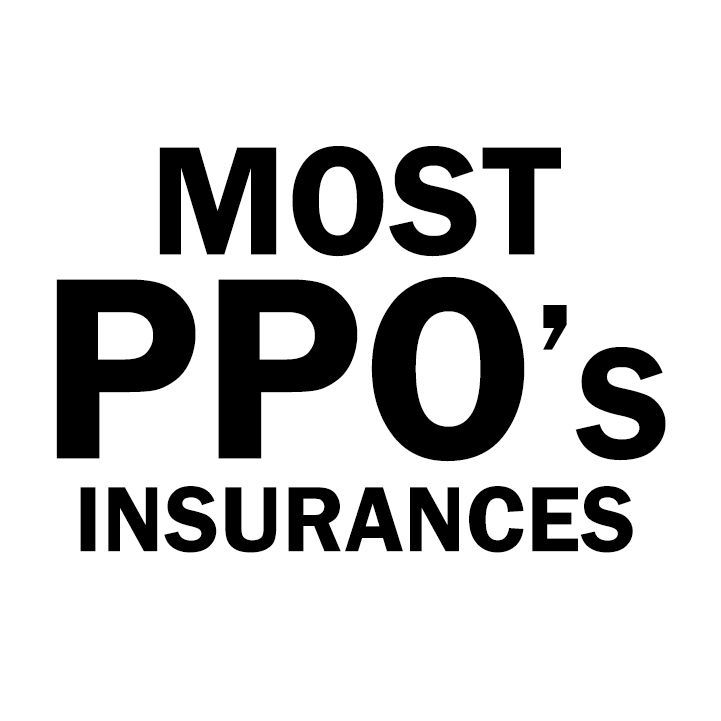 Black text reading “MOST PPO’s INSURANCES” on a white background