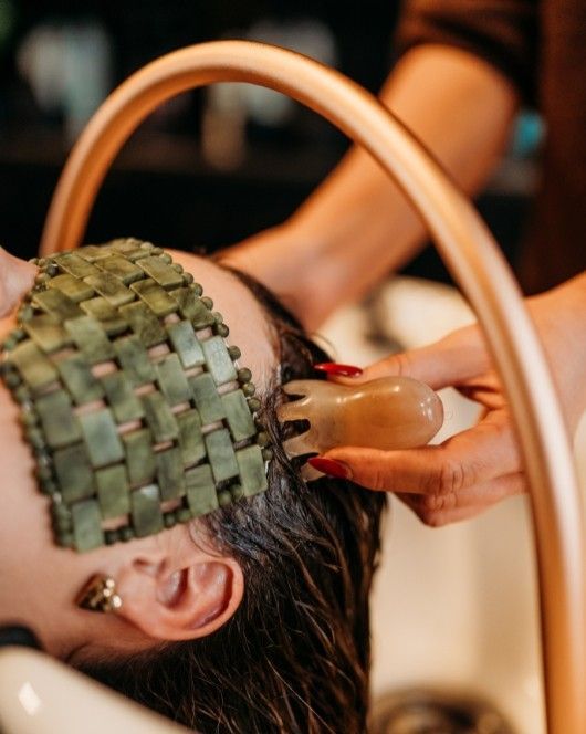 Person Receiving a Green Head Treatment — Air Hair Studio in Toowoomba City, QLD