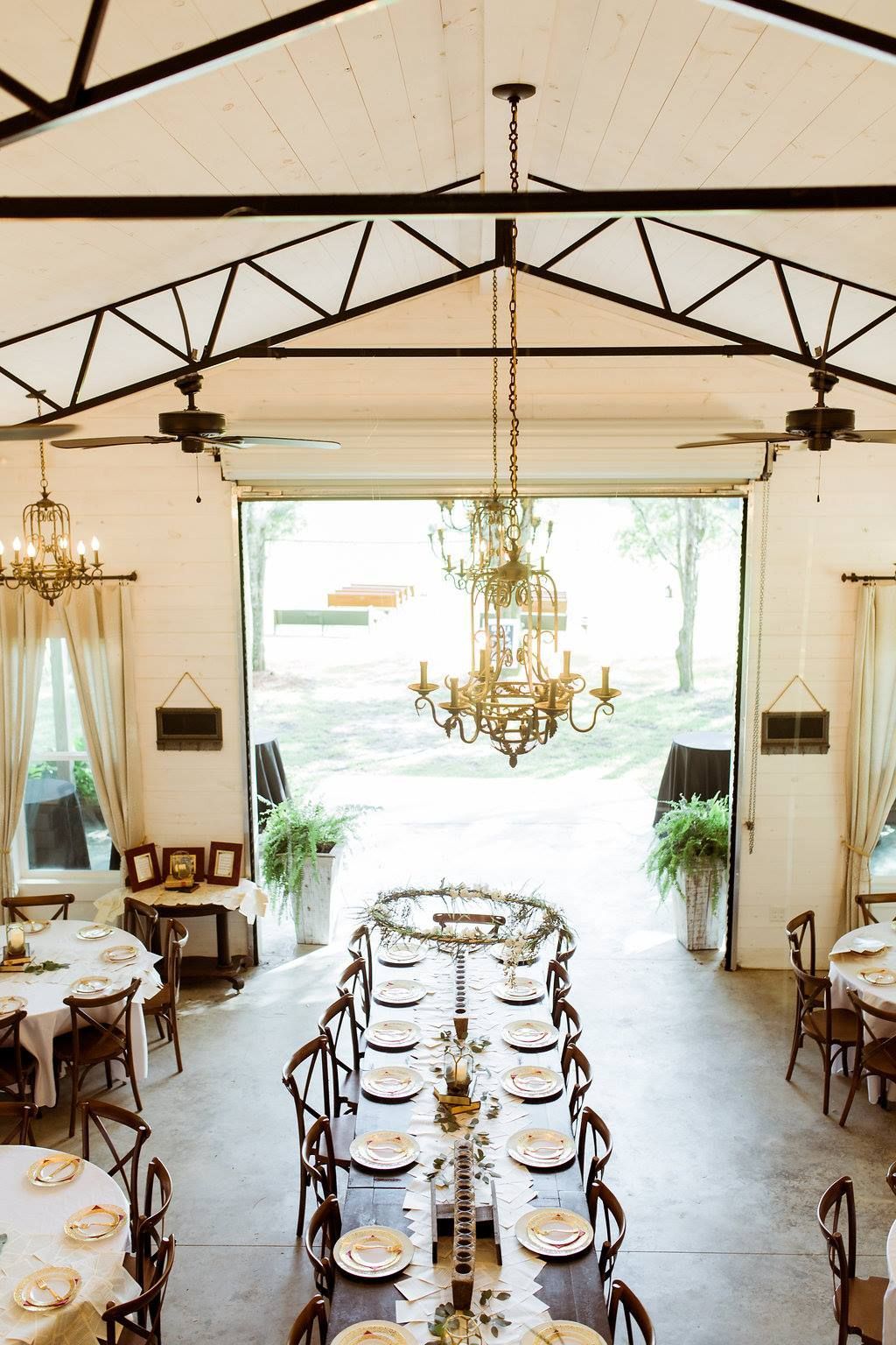 barn venue with open roll up doors