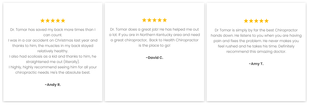 Chiropractor testimonials 
