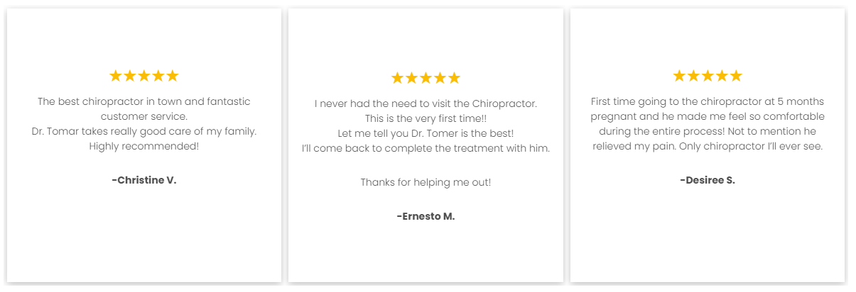 Chiropractor testimonials 
