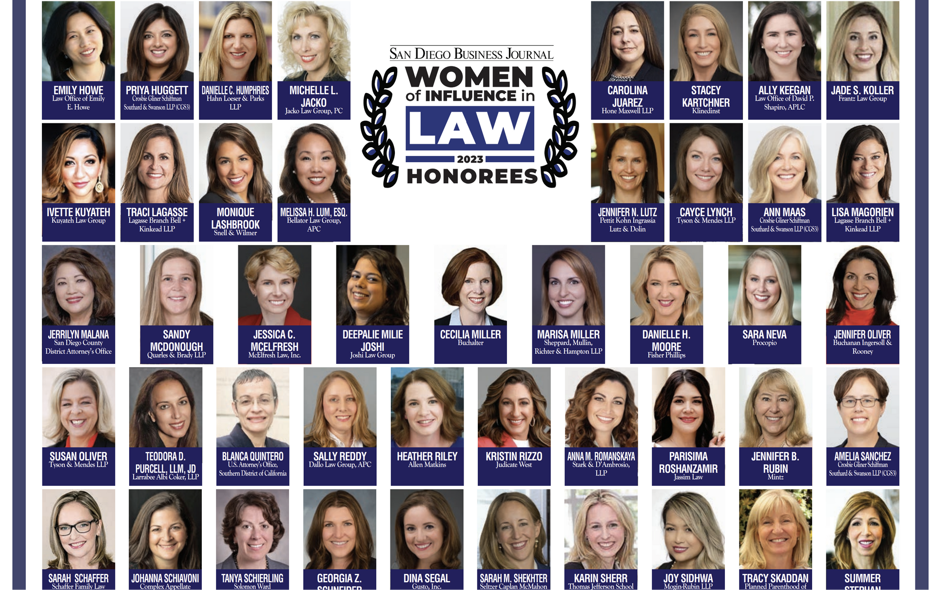 A collage of women's law honorees.