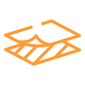 Icono naranja de líneas que representa capas o documentos apilados