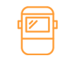 Contorno naranja de un icono de reloj inteligente con pantalla rectangular y botón lateral.