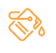 Icono naranja con el contorno de un bote de pintura y pintura goteando