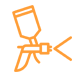 Icono lineal naranja de una persona sosteniendo un megáfono y señalando hacia la derecha