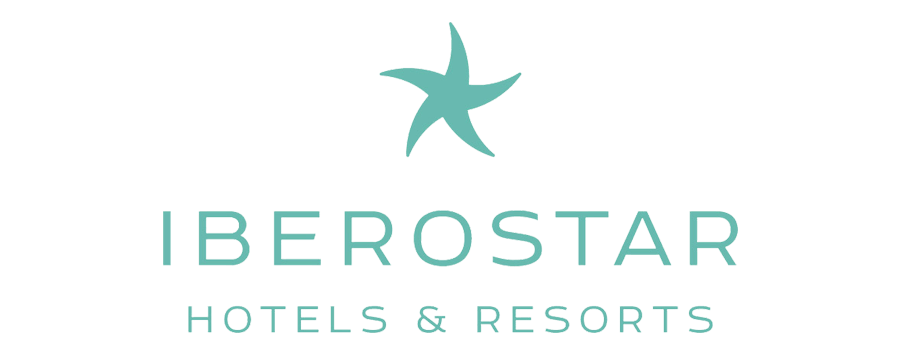 Logotipo de Iberostar Hotels & Resorts en color verde azulado, con un icono de estrella de mar sobre fondo blanco