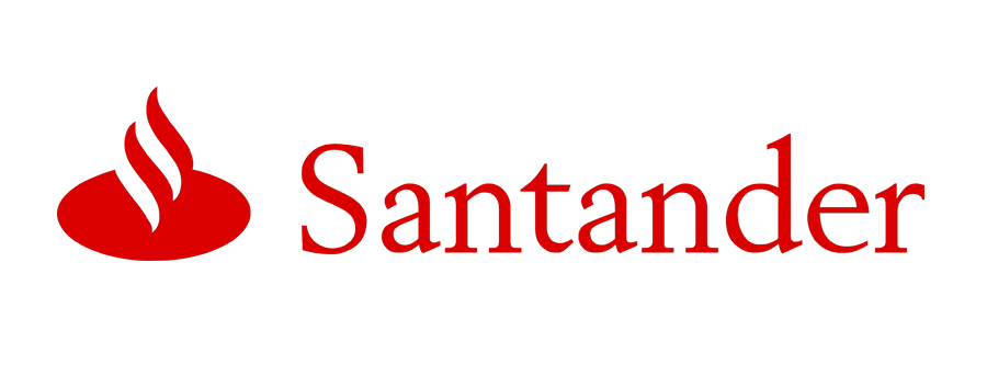 Logotipo de Santander en rojo sobre fondo blanco