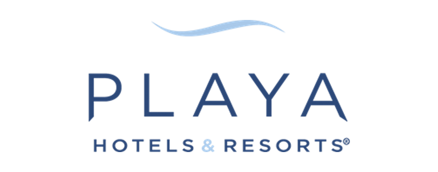 Logotipo de Playa Hotels & Resorts en azul marino con una ola azul claro encima