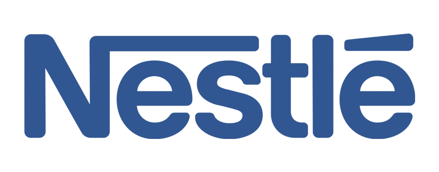 Logotipo de Nestlé azul sobre fondo blanco