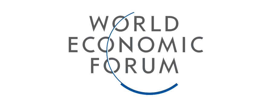 Logotipo del Foro Económico Mundial en negro y azul sobre fondo blanco