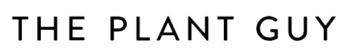 Logotipo de THE PLANT GUY en texto negro sobre fondo blanco
