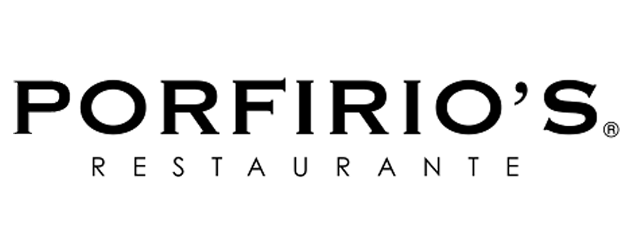 Logotipo de Porfirio’s Restaurante en texto negro sobre fondo blanco