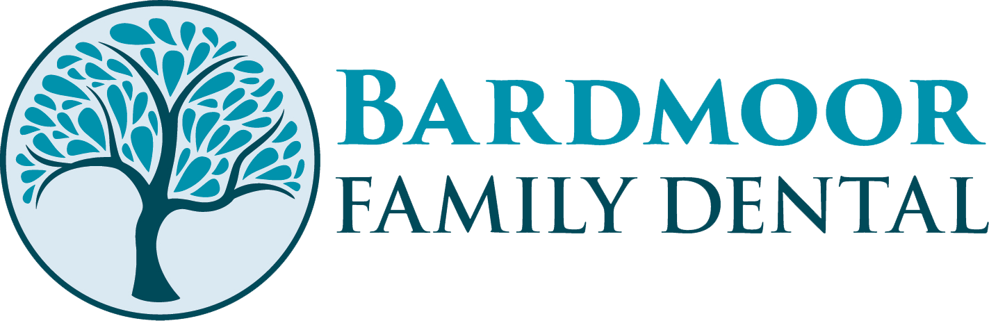 Bardmoor Family Dental logo with teal tree icon and blue text on white background