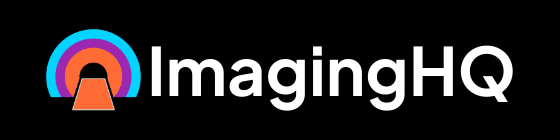 The ImagingHQ logo, featuring a colorful semi-circular graphic next to the brand name in white text on a black background.