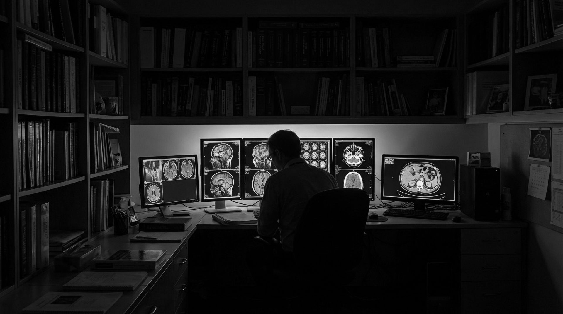 Radiologist working from home office