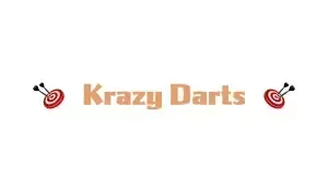 Krazy Darts logo with orange text and red dart icons on a white background