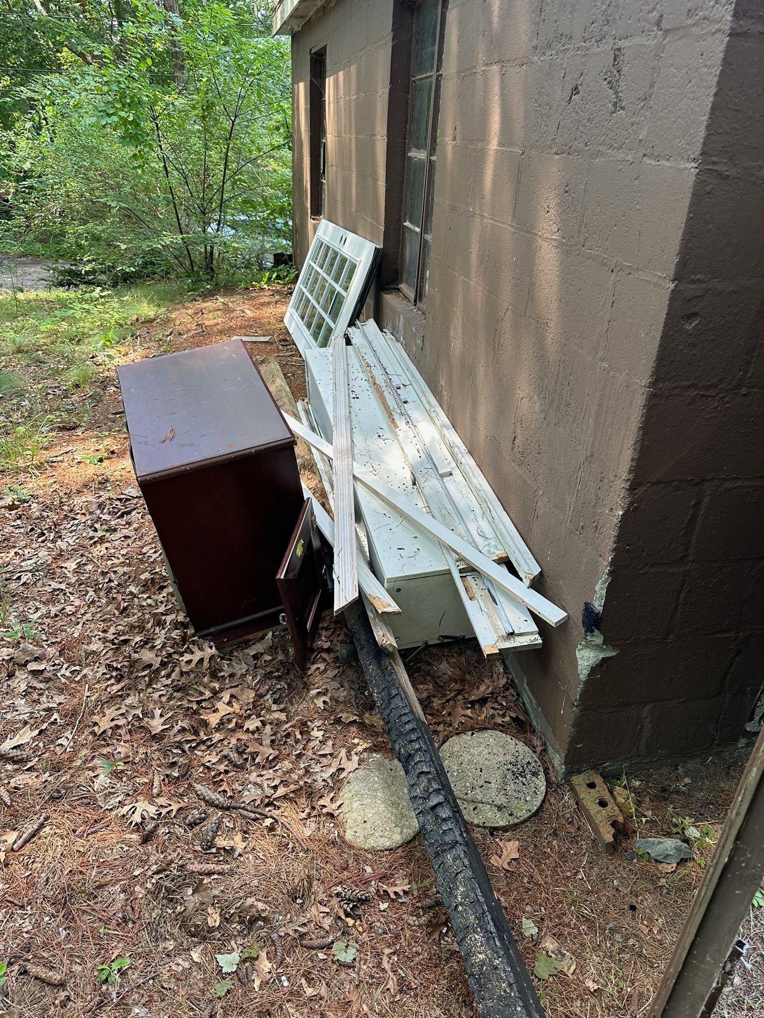 Construction debris pile at residential job site