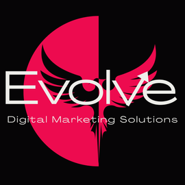 Evolve Digital Marketing Solutions logo with pink phoenix on black background