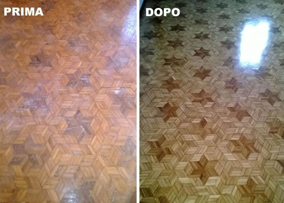 parquet levigato prima e dopo