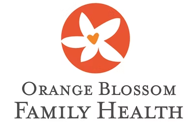 Orange Blossom Family Health logo with orange flower and black text