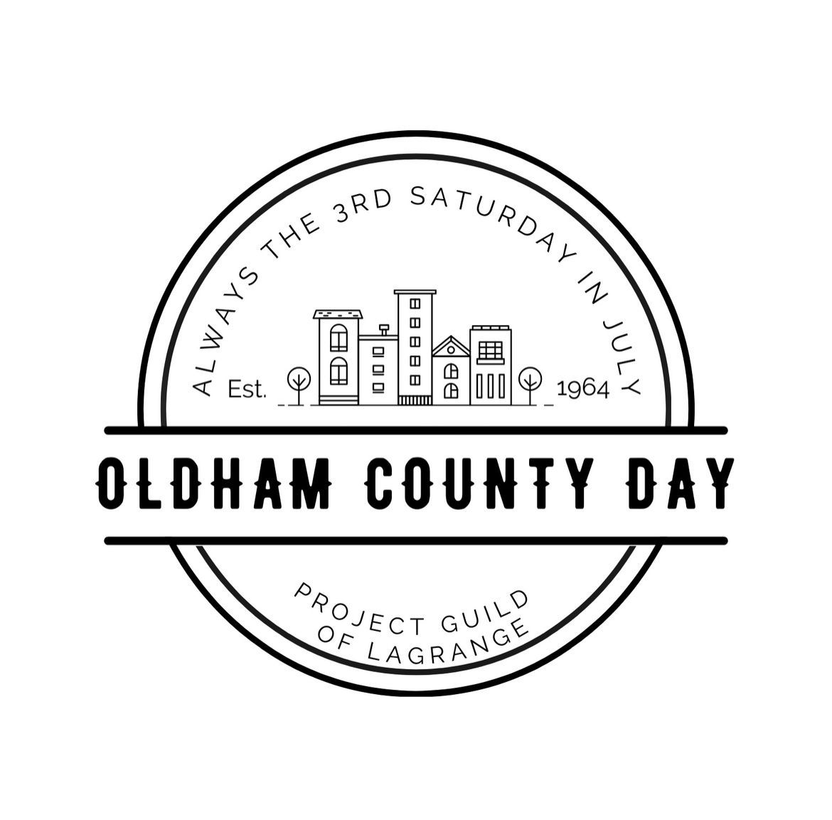 A black and white logo for oldham county day.