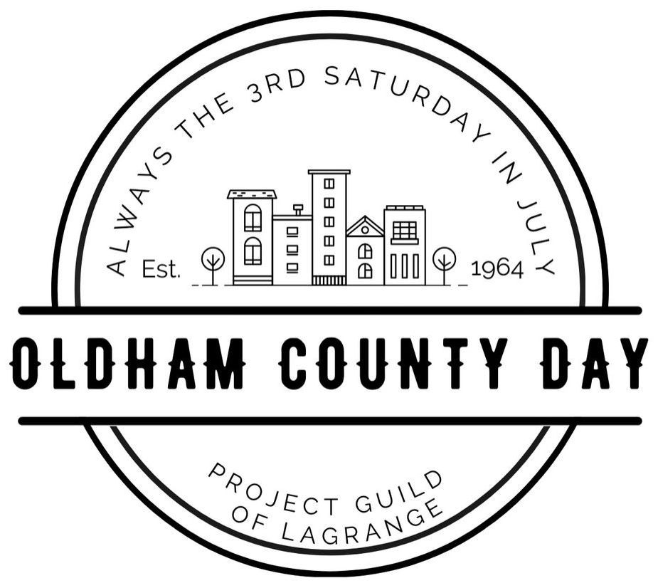 The logo for oldham county day is black and white and says `` always the 3rd saturday in july ''.