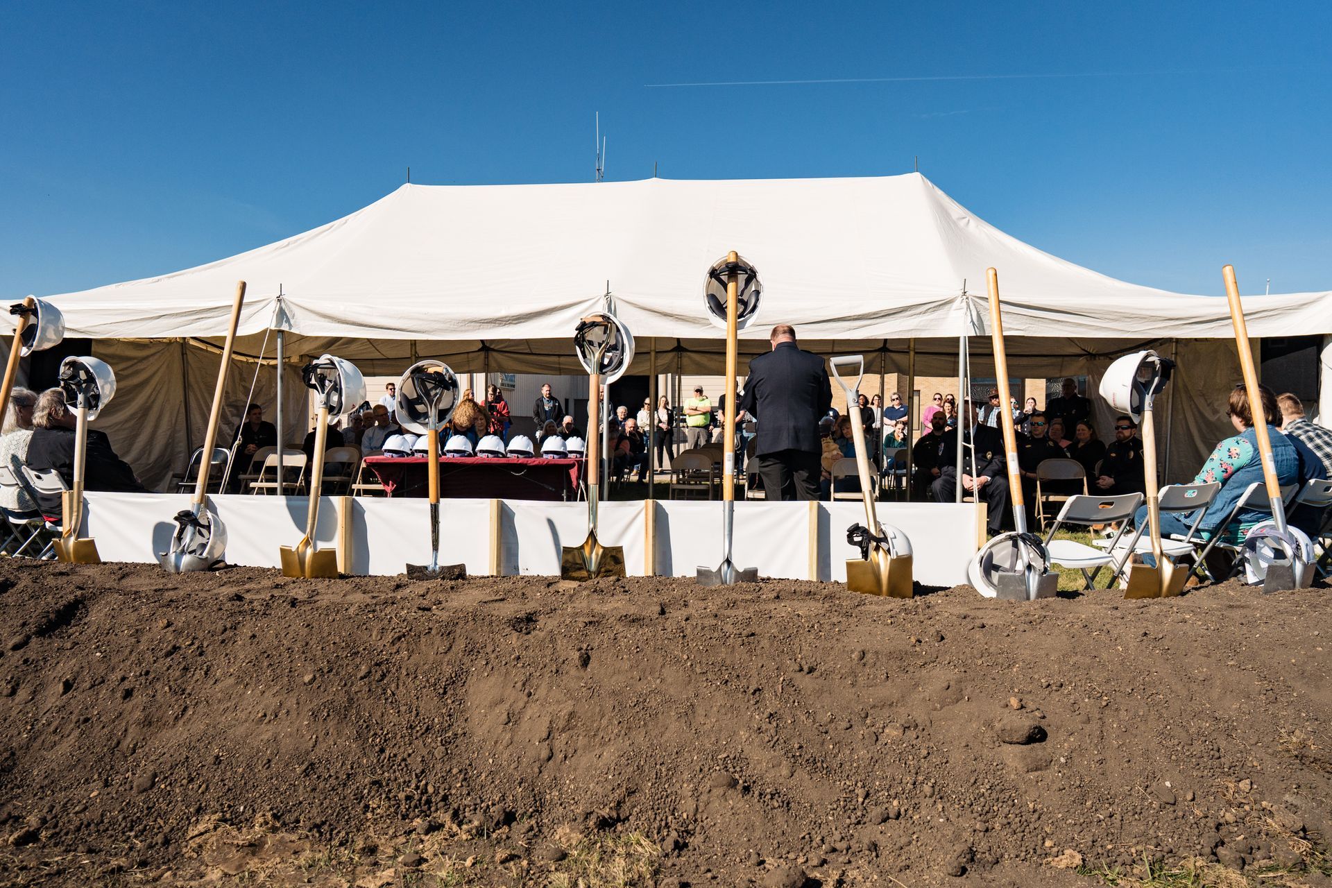 People gathered during the Hathaway Event Center groundbreaking