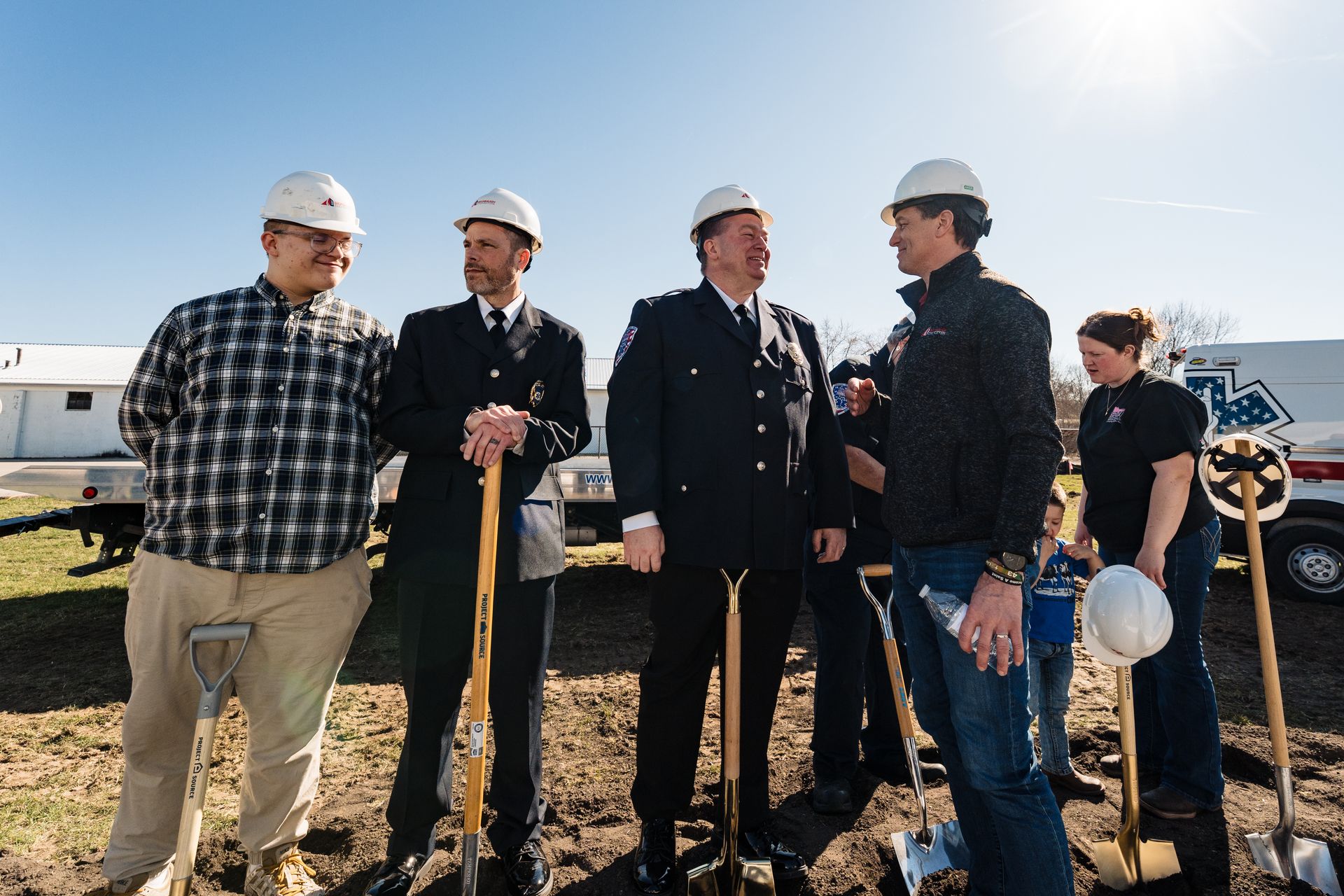 Ceremonial shovels marking the beginning of Hathaway Event Center construction
