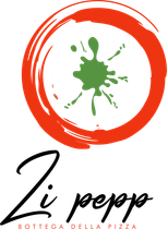 Logo voor Li Peppe met een spetter groene paprika in een rode cirkel met penseelstreken.