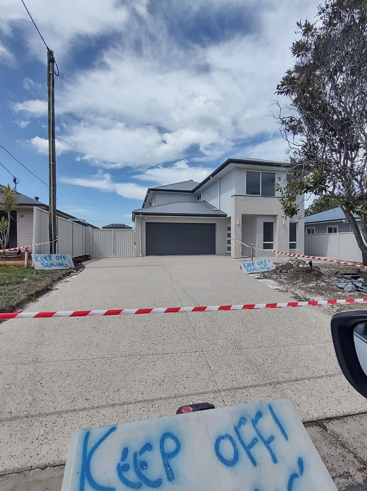 Two-story Modern House Under Construction — DPC Decorative Patterned Concrete in Sunrise Beach, QLD
