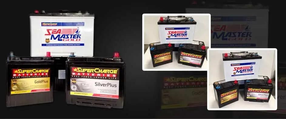 A Group of Sea Master Batteries Are Displayed on A Table — Belmont Auto Electrics and Air Conditioning in Belmont, NSW
