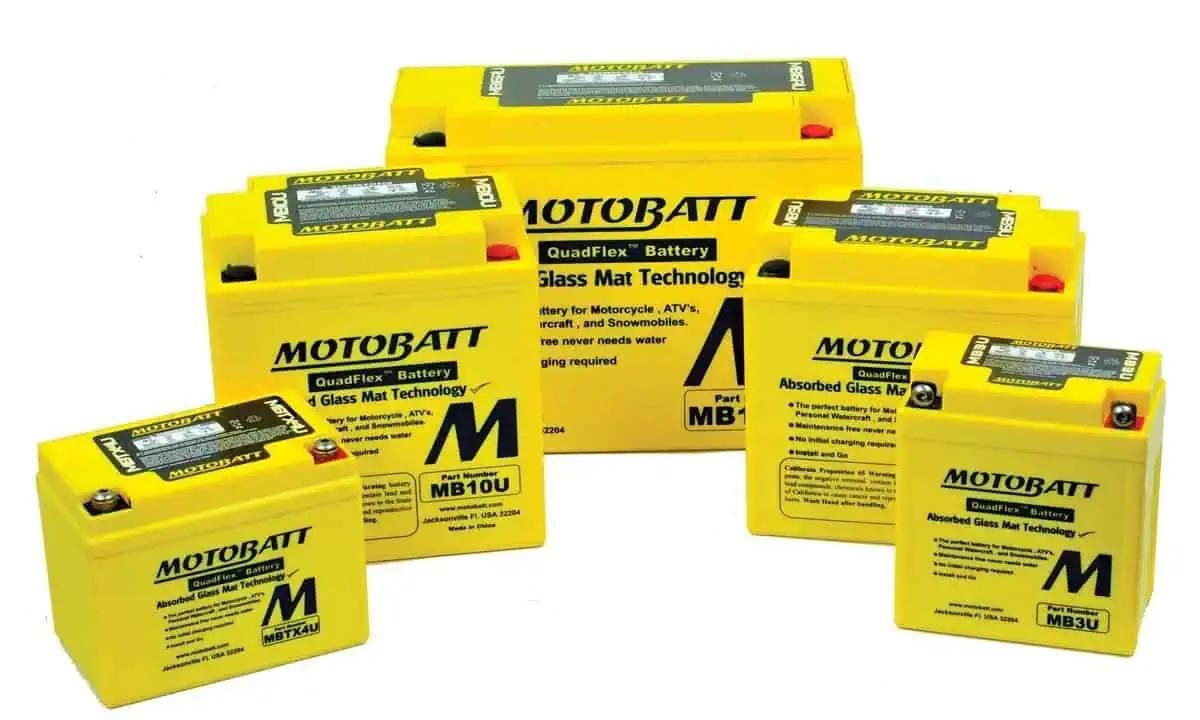 A Group of Yellow Motobatt Batteries — Belmont Auto Electrics and Air Conditioning in Belmont, NSW