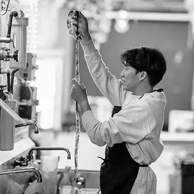 Professional hand developing B&W film