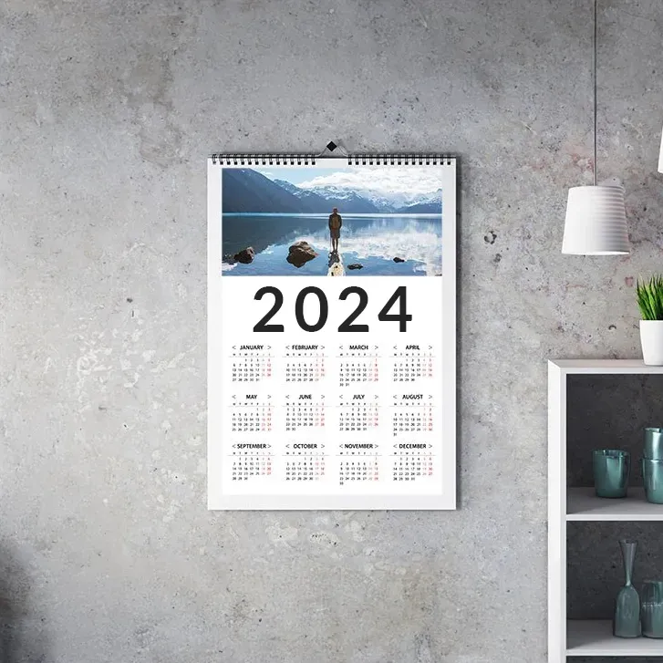 A calendar print hanging on a wall