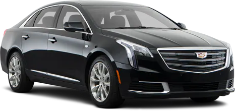 A black cadillac is shown on a white background.
