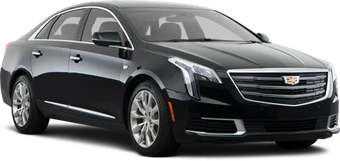 A black cadillac is shown on a white background.