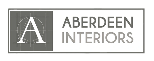 Aberdeen Interiors logo with a stylized A in a gray square and gray text on white background