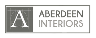Aberdeen Interiors logo in gray and white with stylized A icon