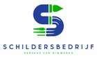 Een gestileerd "S"-logo in blauw en groen, vormgegeven als een penseel en een hand, met de tekst "SCHILDERSBEDRIJF."