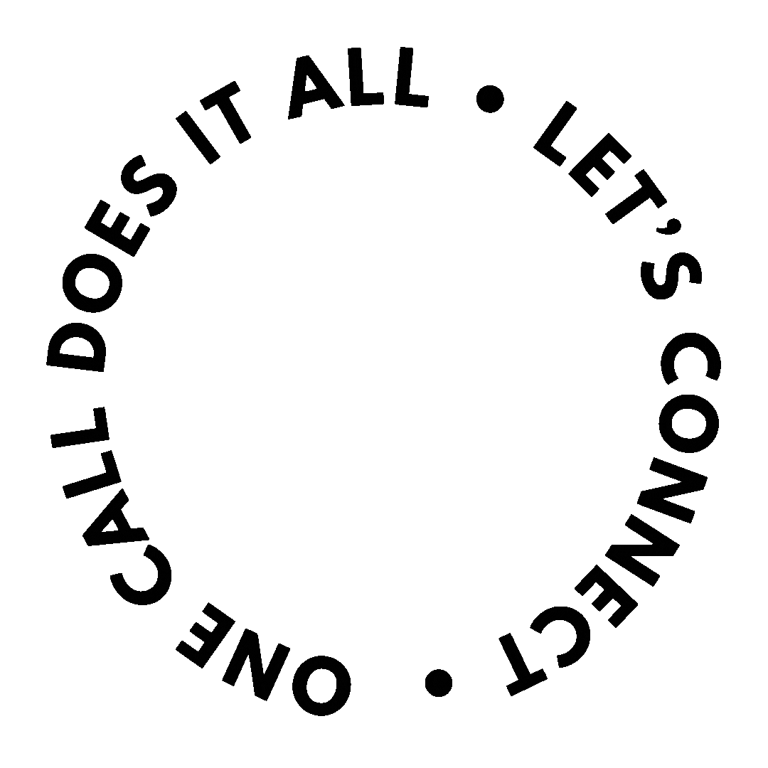 Circular black text reading