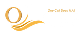 Orange abstract logo with swooshing lines and the text “One Call Does It All”