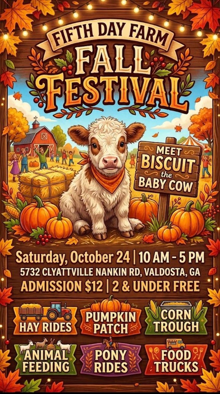 Fall Festival at Fifth Day Farm - Meet Biscuit the Baby Cow