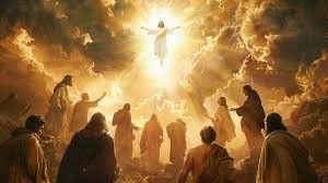 Christ ascending to heaven. 