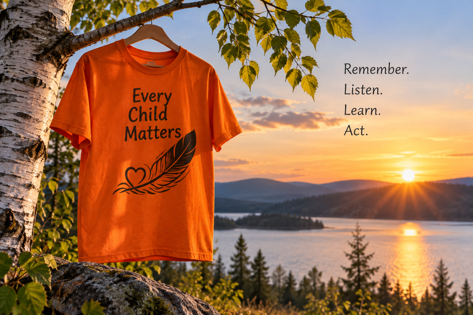 An orange shirt reading,