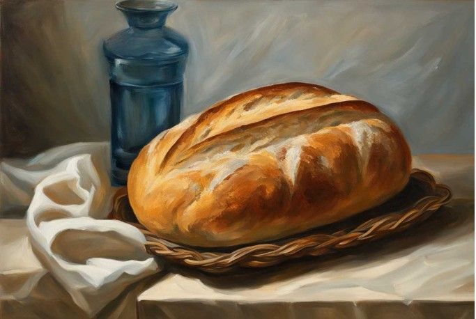 painting of a loaf of bread 