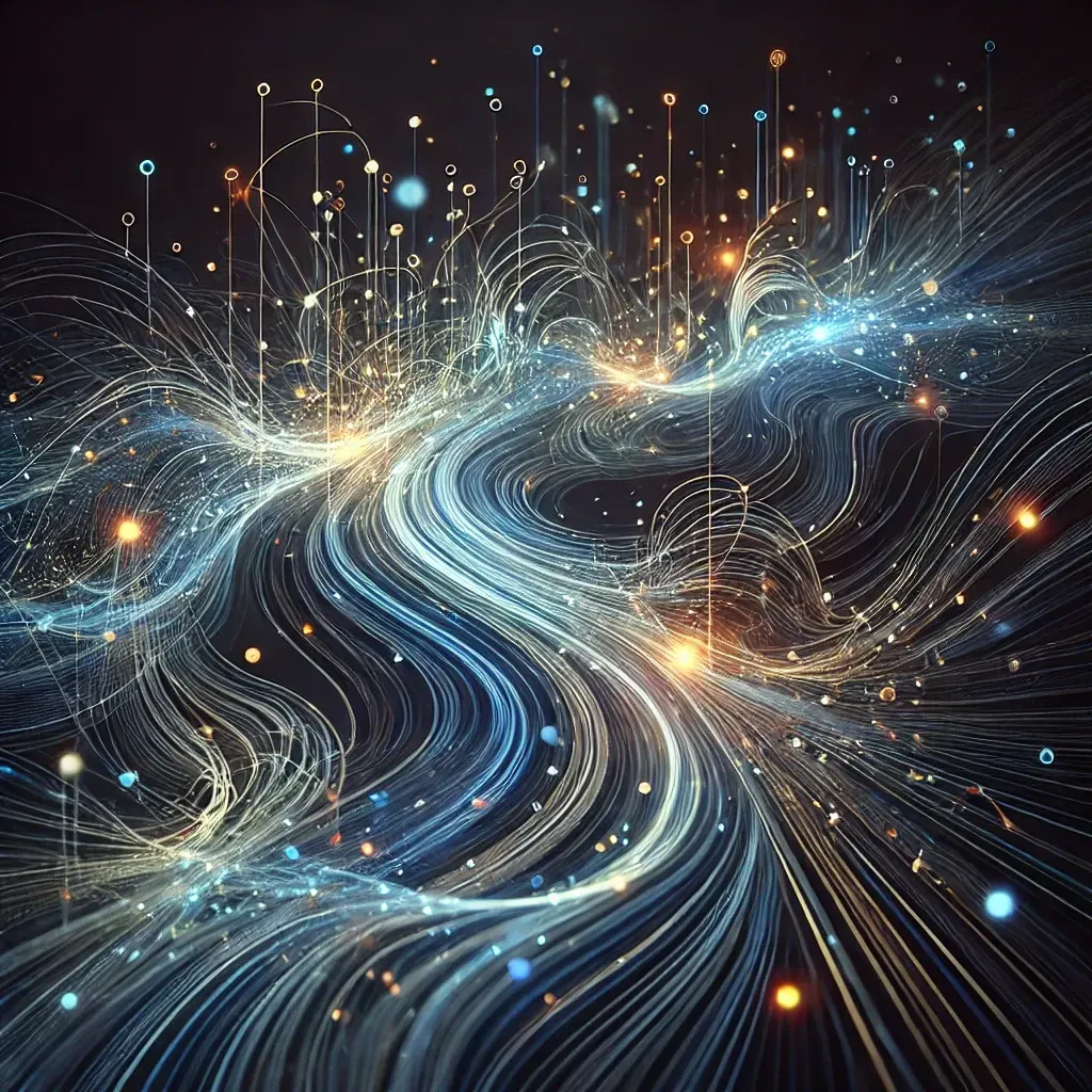 Uma imagem gerada por computador de um redemoinho de luz brilhante.