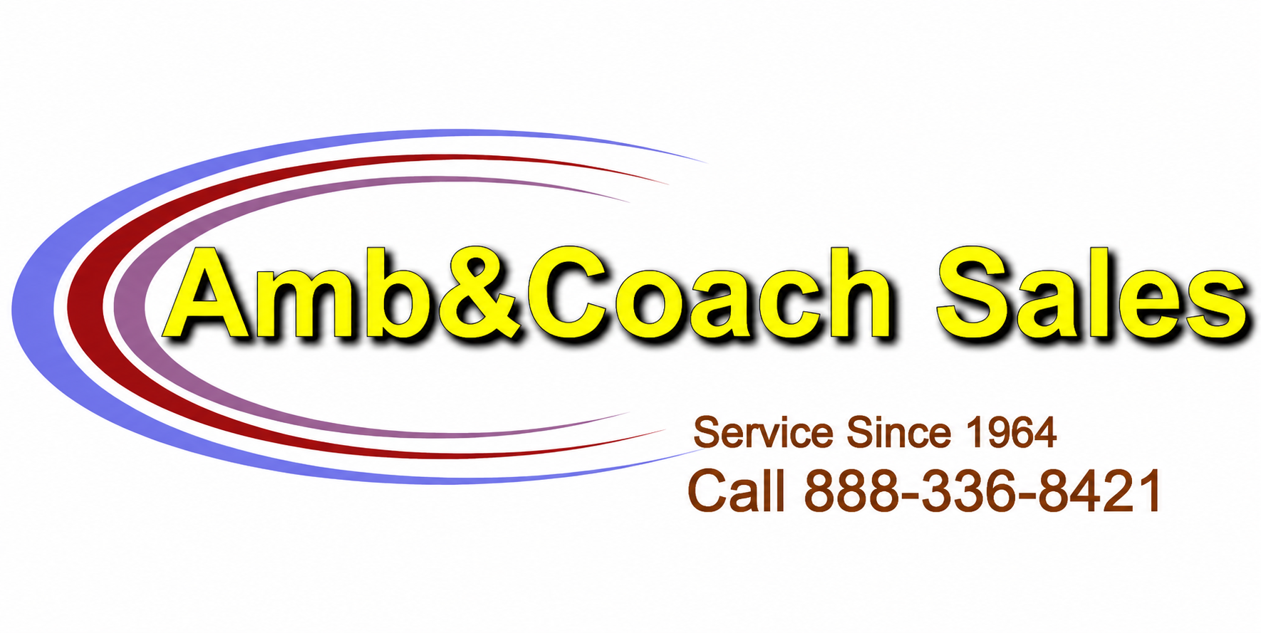 Amb&Coach Sales logo with purple swoosh and text: “Service Since 1984” and “Call 888-336-8421”